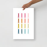 Colorful Clothes Pins Art Print with White Background