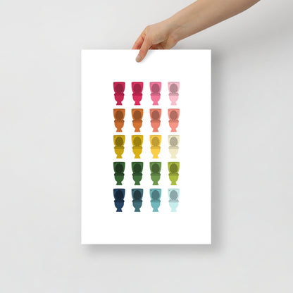 Colorful Toilets Art Print with White Background