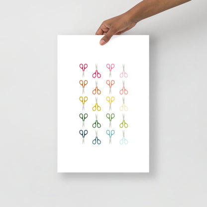 Colorful Scissors Art Print with White Background