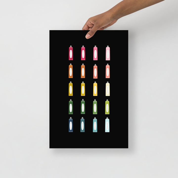 Colorful Toothpaste Art Print with Black Background