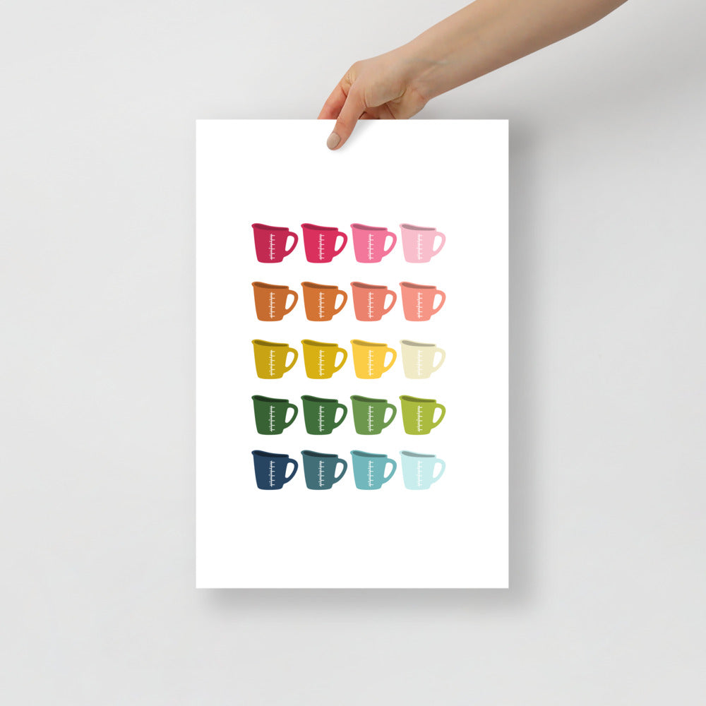 Colorful Measuring Cups Art Print with White Background