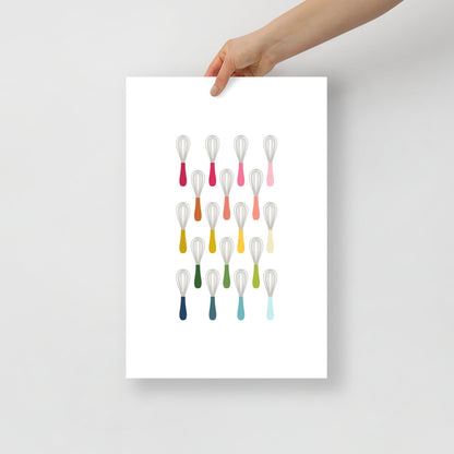 Colorful Whisks Art Print with White Background