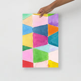 Colorful Abstract Triangles Watercolor Art Print
