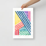 Colorful Abstract Stripes Watercolor Art Print