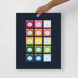 Colorful Washing Machines Art Print with Navy Blue Background