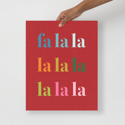 Colorful Fa La La Art Print on Red Background