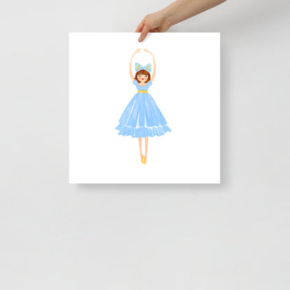 The Nutcracker's Clara in a Blue Dress Watercolor Art Print