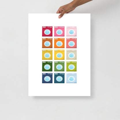 Colorful Washing Machines Art Print with White Background
