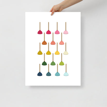 Colorful Plungers Art Print with White Background
