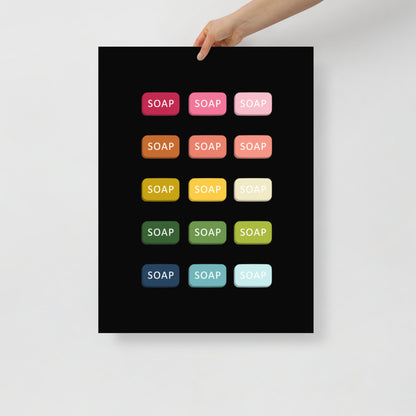 Colorful Soap Art Print with Black Background