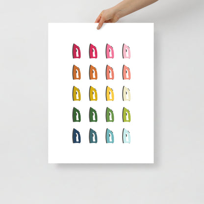 Colorful Irons Art Print with White Background