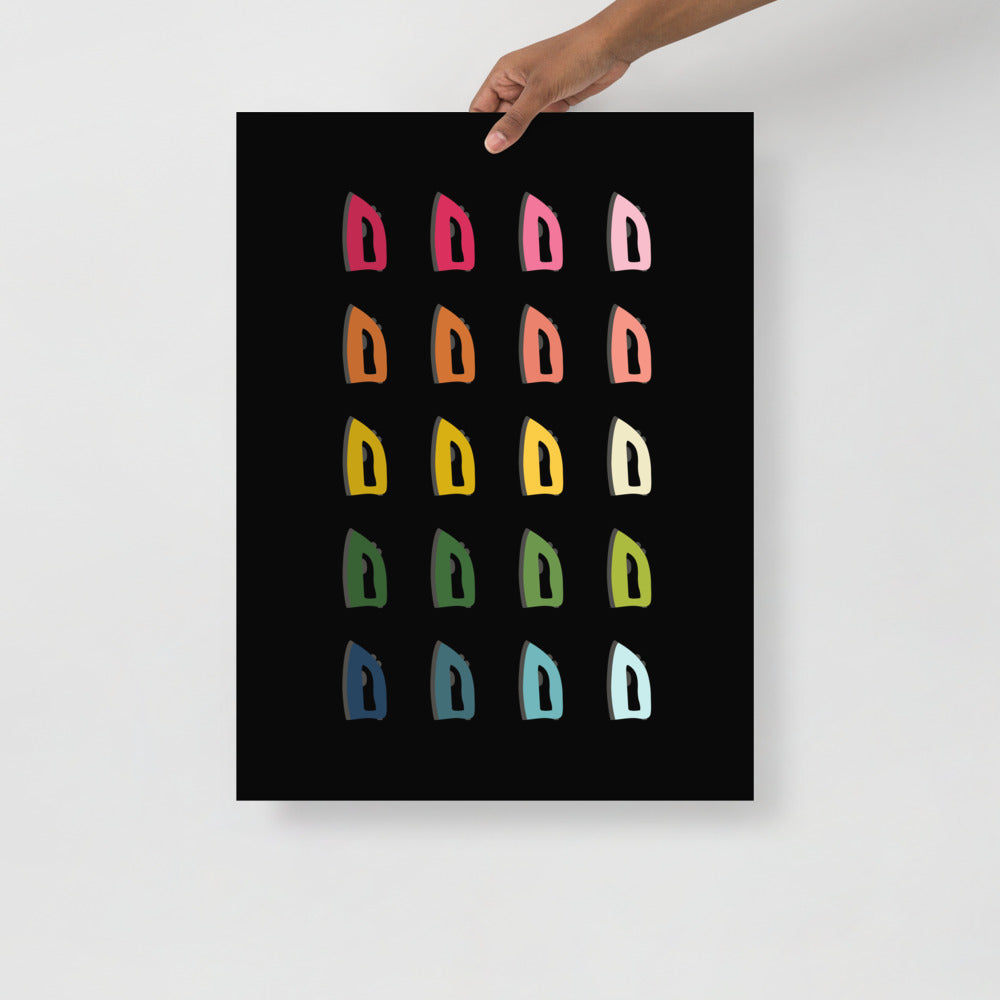 Colorful Irons Art Print with Black Background