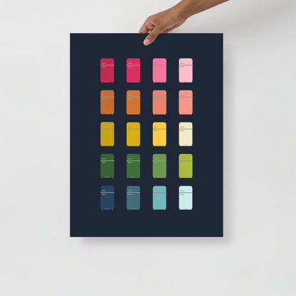 Colorful Vintage Refrigerators Art Print with Navy Blue Background