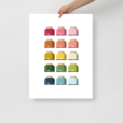 Colorful Toasters Art Print with White Background