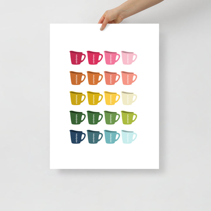 Colorful Measuring Cups Art Print with White Background