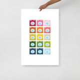 Colorful Washing Machines Art Print with White Background