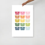 Colorful Laundry Baskets Art Print with White Background