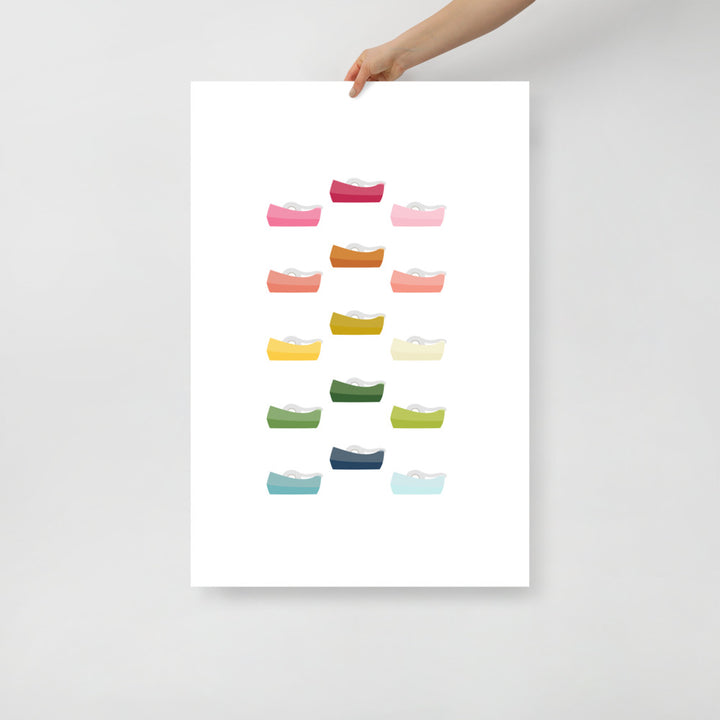 Colorful Tape Dispensers Art Print with White Background