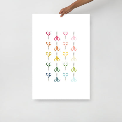 Colorful Scissors Art Print with White Background