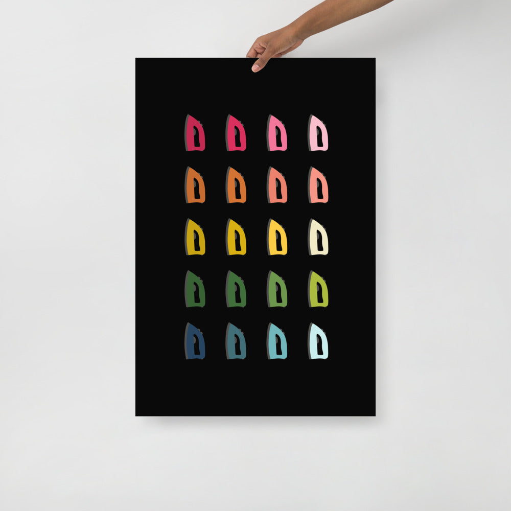 Colorful Irons Art Print with Black Background