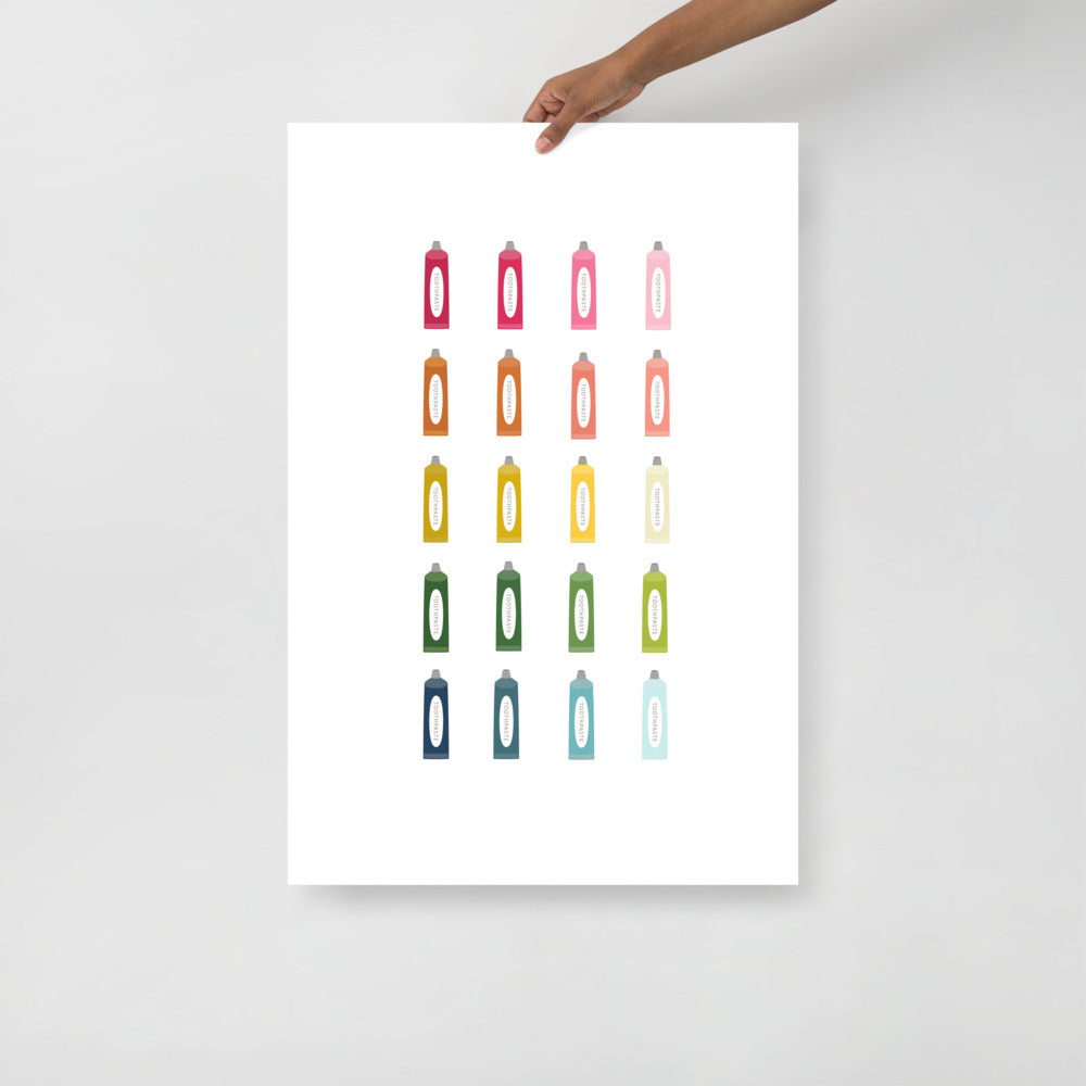 Colorful Toothpaste Art Print with White Background