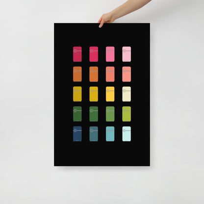 Colorful Vintage Refrigerators Art Print with Black Background