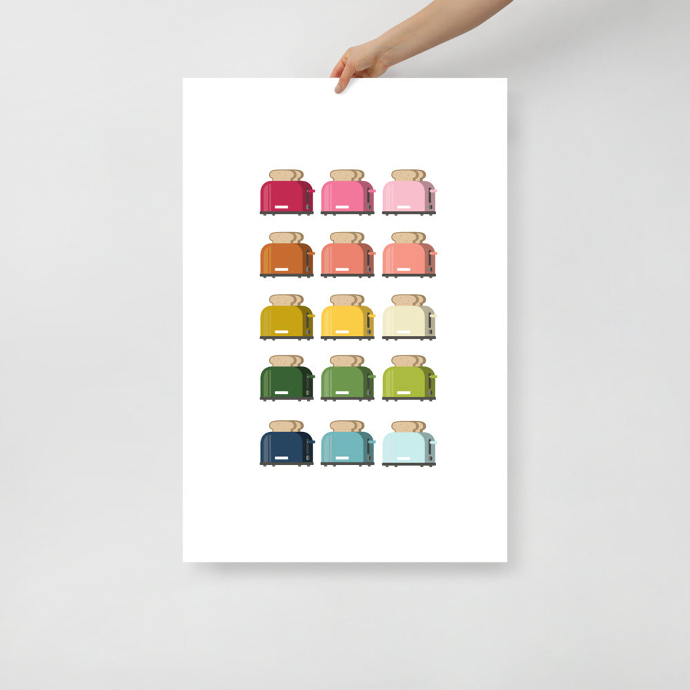 Colorful Toasters Art Print with White Background