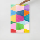 Colorful Abstract Triangles Watercolor Art Print