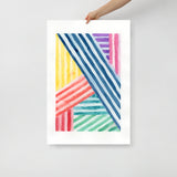 Colorful Abstract Stripes Watercolor Art Print