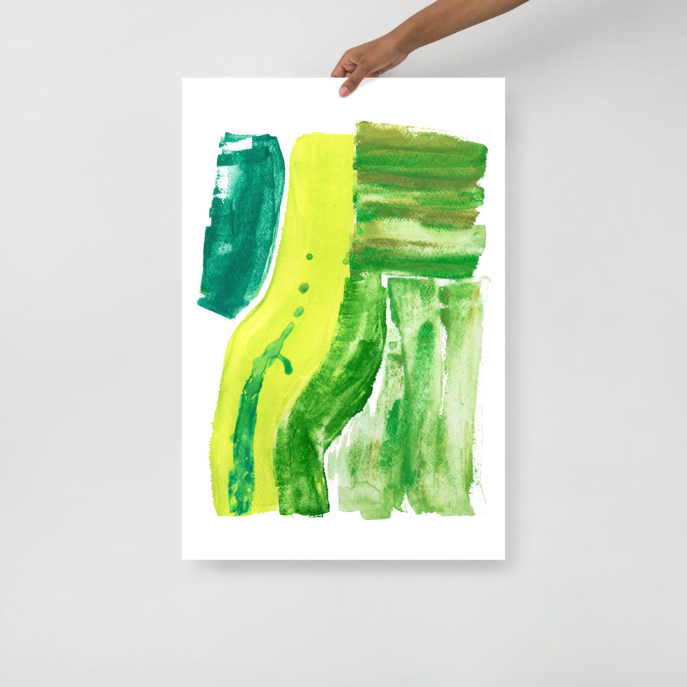 Green Watercolor Abstract Art Print