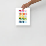 Colorful Washing Machines Art Print with White Background