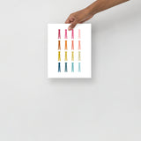 Colorful Clothes Pins Art Print with White Background