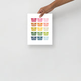 Colorful Laundry Baskets Art Print with White Background