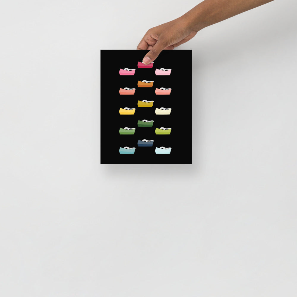 Colorful Tape Dispensers Art Print with Black Background