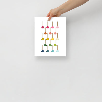 Colorful Plungers Art Print with White Background