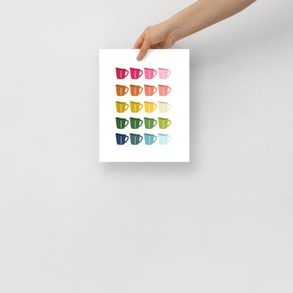 Colorful Measuring Cups Art Print with White Background