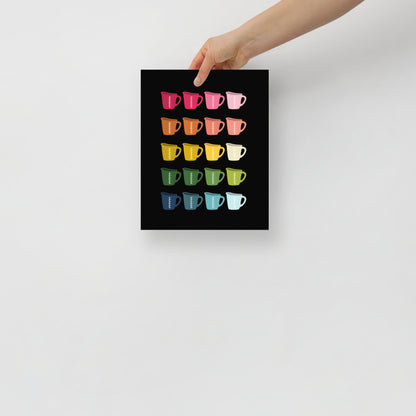 Colorful Measuring Cups Art Print with Black Background