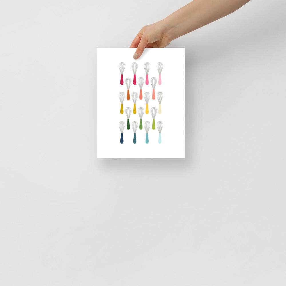 Colorful Whisks Art Print with White Background