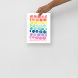 Colorful Abstract Hexagons Watercolor Art Print