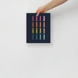 Colorful Clothes Pins Art Print with Navy Blue Background